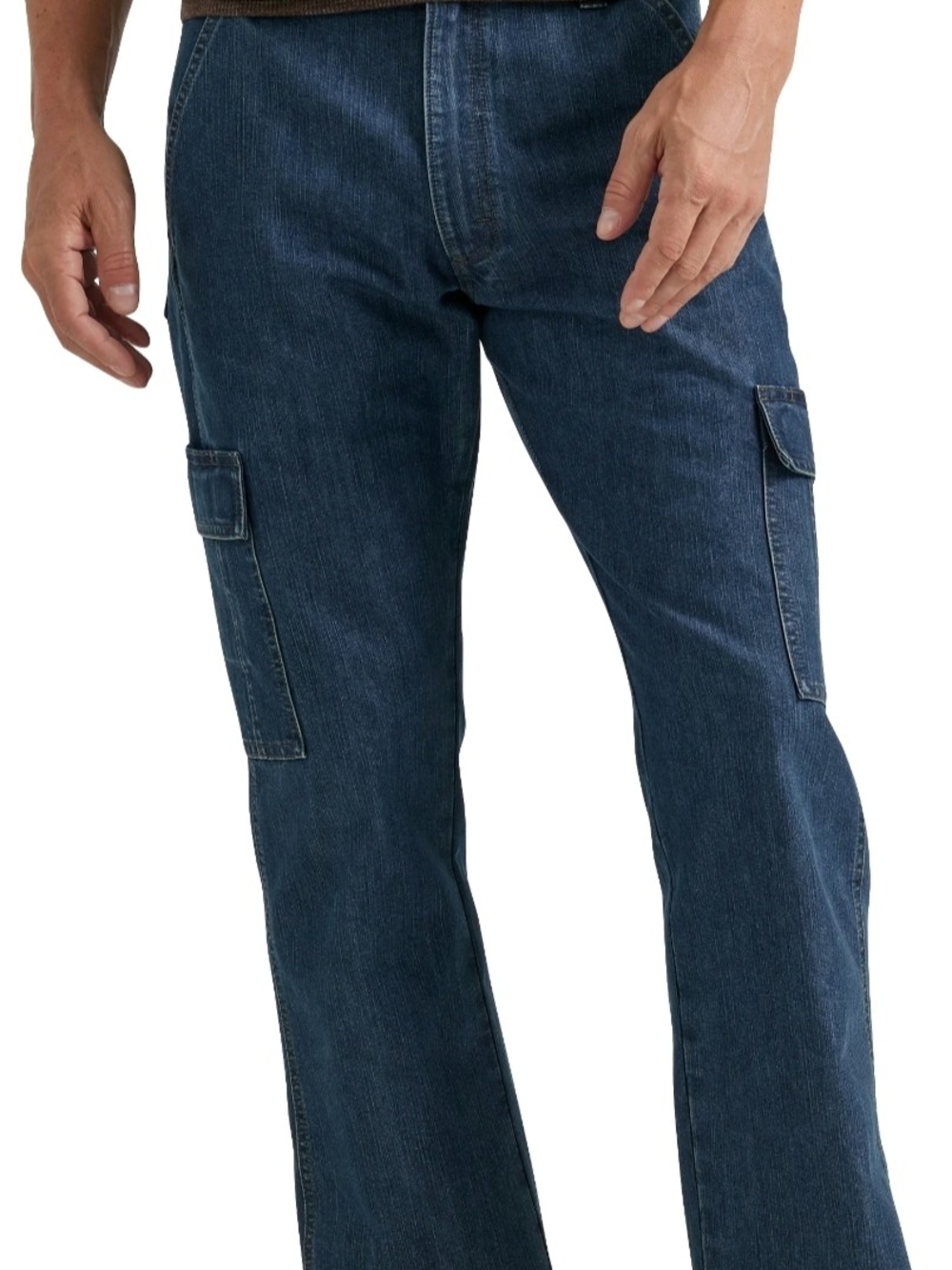 NWT Wrangler Men’s Relaxed Fit Wide Leg Cargo Jeans - Dark Stone 44x30